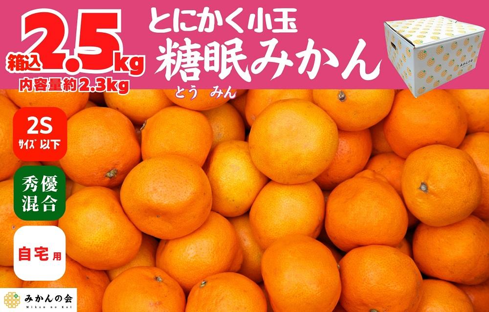 熟成 みかん とにかく 小玉 箱込2.5kg ( 内容量 2.3kg ) 2Sサイズ以下 秀品 優品 混合 有田みかん 和歌山産 産地直送 家庭用 【みかんの会】