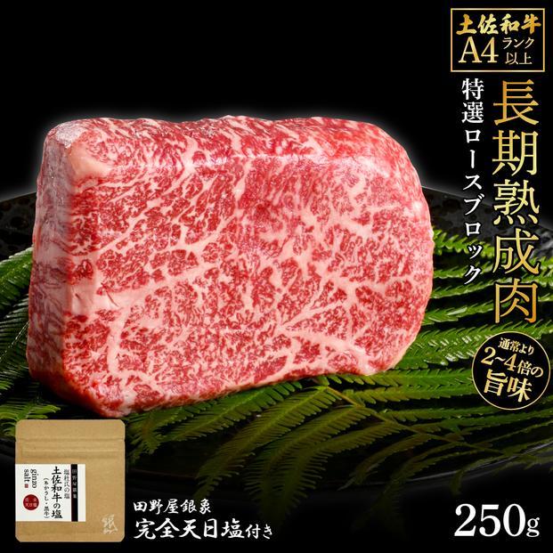 熟成肉　土佐和牛　特選ロースブロック　約250g　田野屋銀象完全天日塩付き【ポイント交換専用】