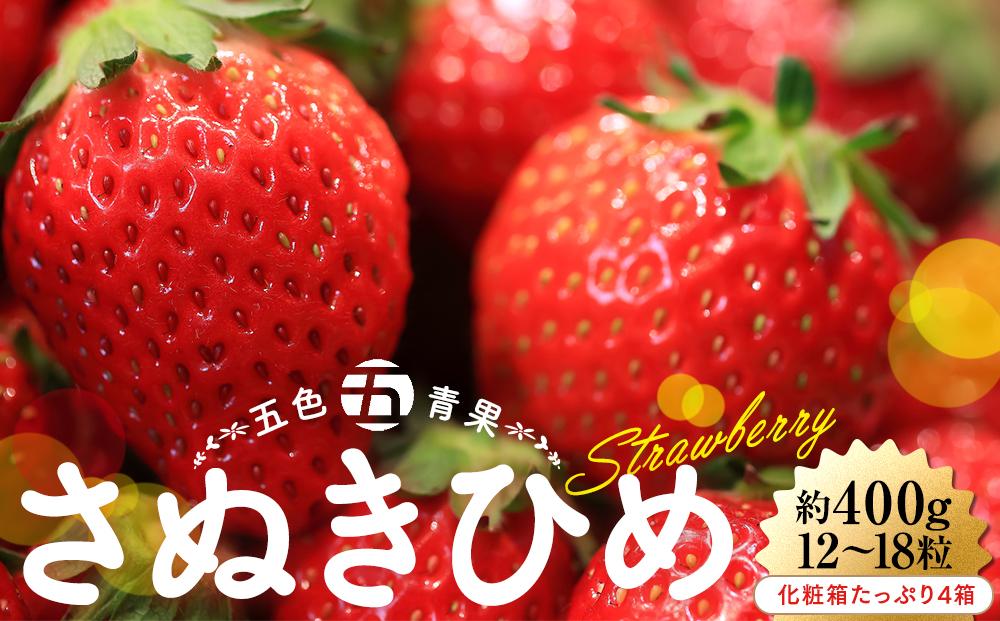 さぬきひめいちご化粧箱たっぷり約400g(12～18粒) 4箱【2025-2月上旬～2025-4月中旬】