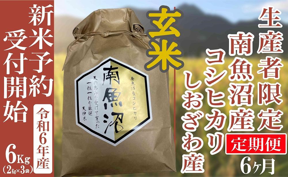 【新米予約・令和6年産】定期便６ヶ月：玄米６Kg 生産者限定 南魚沼しおざわ産コシヒカリ