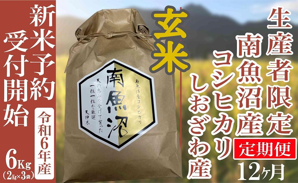 【新米予約・令和6年産】定期便12ヶ月：玄米６Kg 生産者限定 南魚沼しおざわ産コシヒカリ