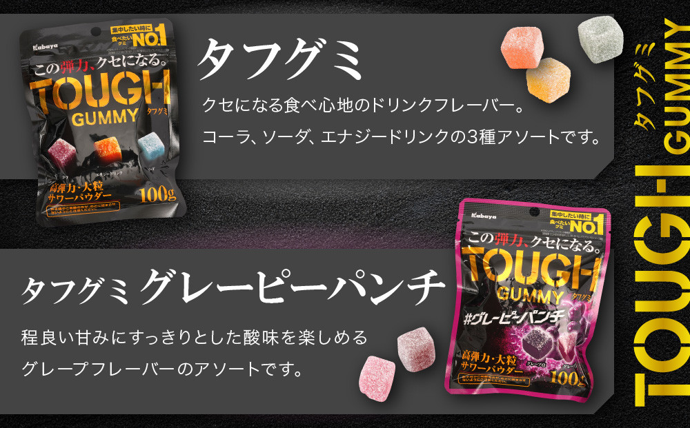 カバヤ タフグミ 2種×6袋 計12袋（タフグミ・タフグミ グレーピー