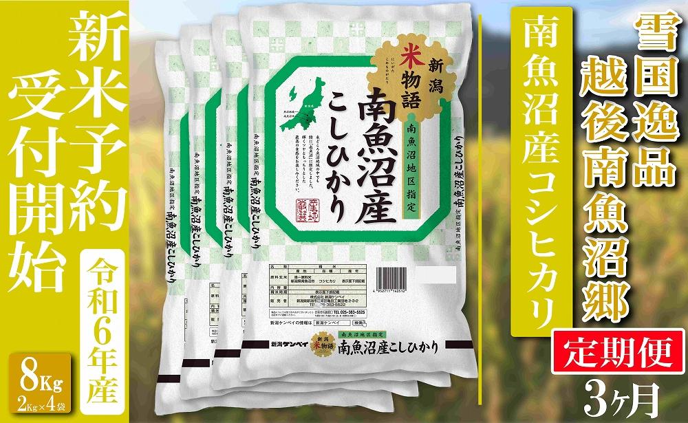 【新米予約・令和6年産】定期便 精米８Kg×全3回 越後南魚沼郷 南魚沼産コシヒカリ