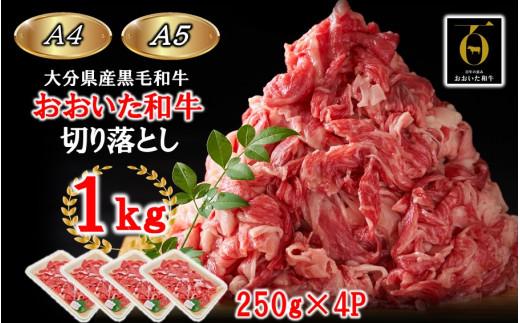 【A4～A5等級】小分けで便利！ おおいた和牛 切り落とし 1kg (250g×4P)_2436R