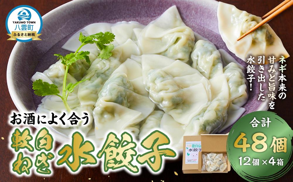【食感と昆布だしにこだわり】&nbsp;お酒によく合う軟白ねぎ水餃子48個(12個×4箱)【&nbsp;餃子&nbsp;ぎょうざ&nbsp;ネギ餃子&nbsp;水餃子&nbsp;冷凍餃子&nbsp;40個&nbsp;加工品&nbsp;冷凍&nbsp;おつまみ&nbsp;つまみ&nbsp;食品&nbsp;グルメ&nbsp;お取り寄せ&nbsp;お取り寄せグルメ&nbsp;八雲町&nbsp;北海道&nbsp;】