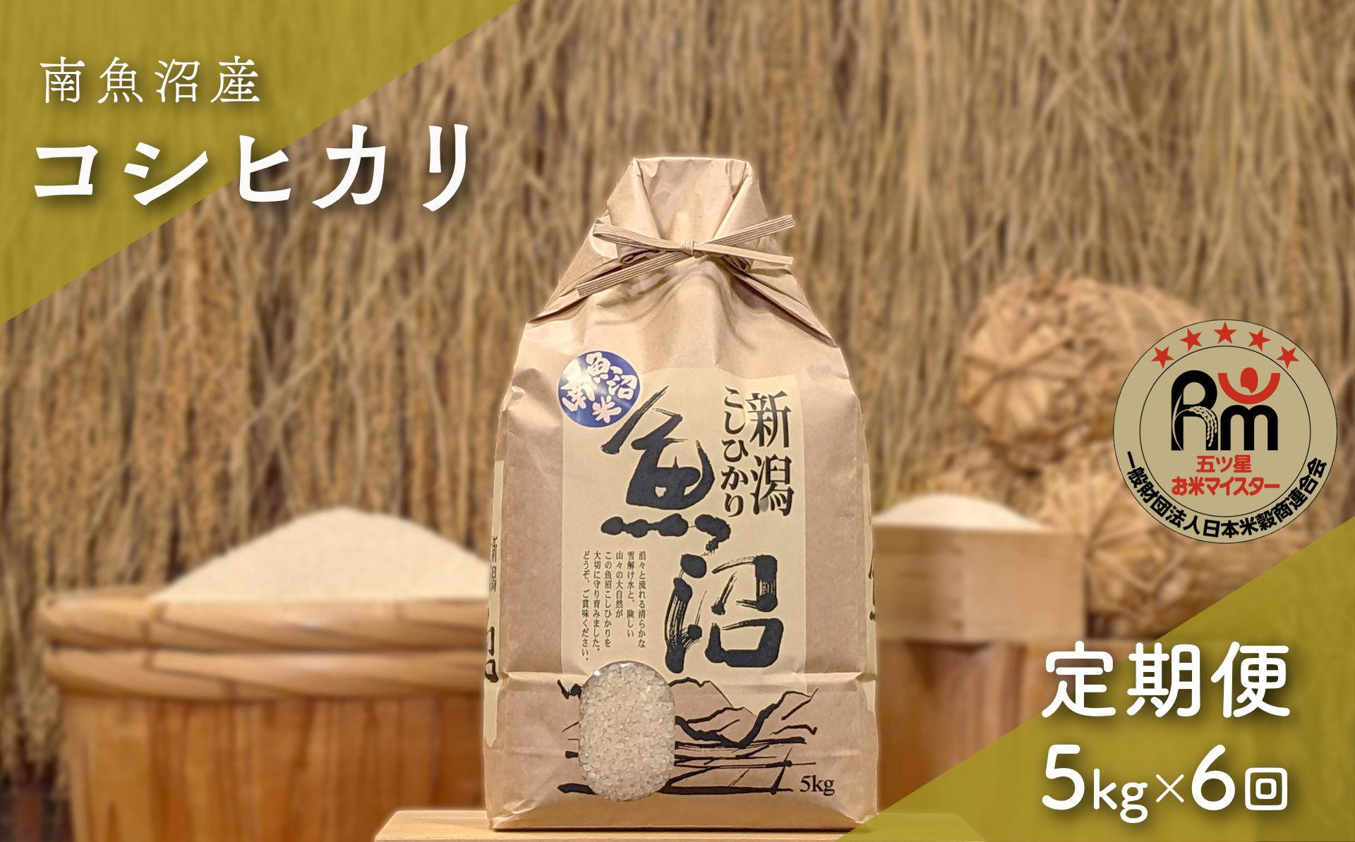 令和７年産「五つ星お米マイスター」の南魚沼産コシヒカリ　精米5kg×６回（毎月定期便）