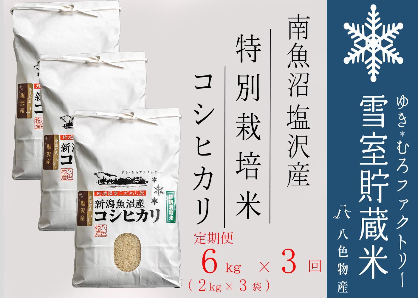 【新米】特別栽培【定期便6kg×3回】雪室貯蔵米 南魚沼塩沢産コシヒカリ