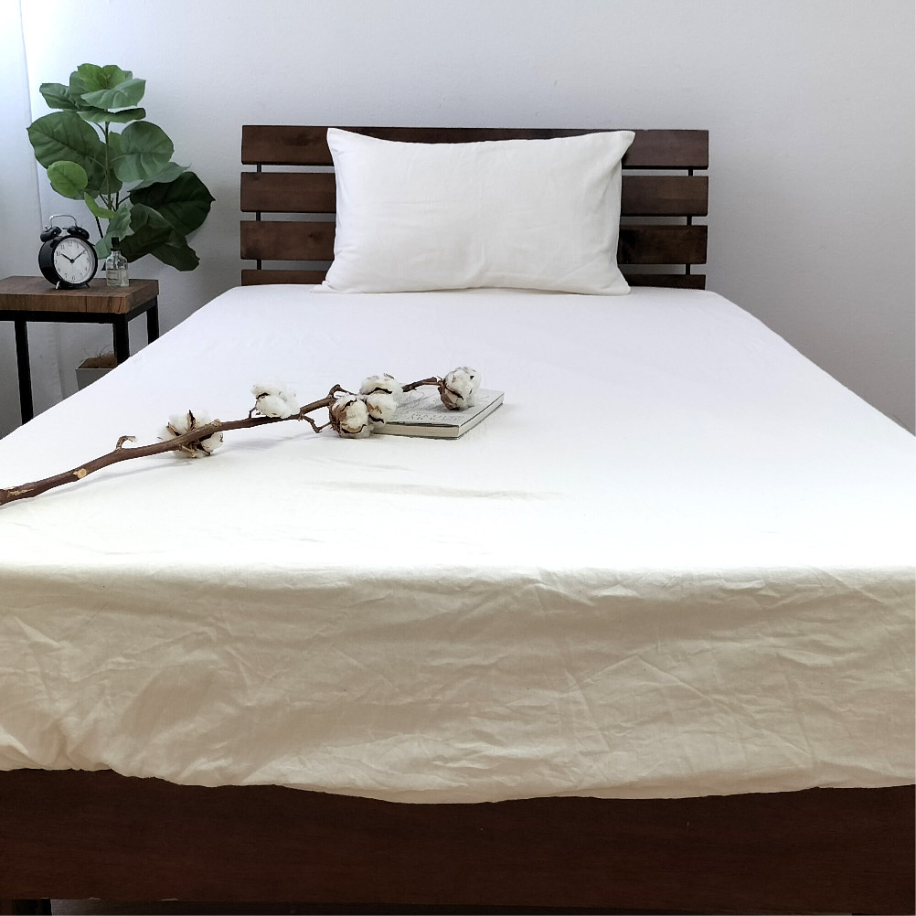 無漂白２重ガーゼボックスシーツ&nbsp;クィーン（160×200×30cm）キナリ&nbsp;KIGBX-Q