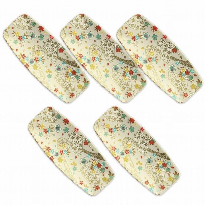 友禅和紙おしぼりトレー&nbsp;5枚セット&nbsp;桜扇&nbsp;金流水&nbsp;タツクラフト&nbsp;【Tk28】