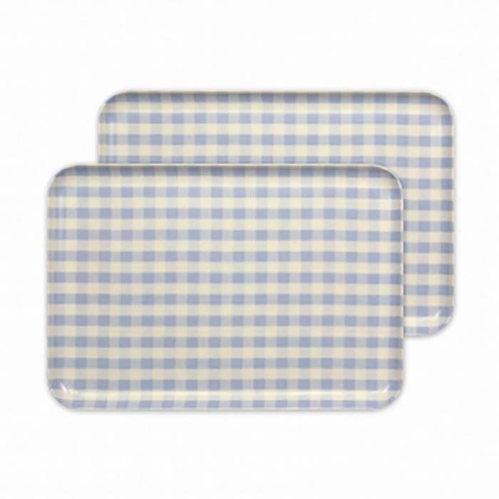 【ブルー2枚組】ST&nbsp;ランチョン&nbsp;トレー&nbsp;L&nbsp;39cm&nbsp;ミルキー&nbsp;チェック&nbsp;タツクラフト&nbsp;【Tk97】