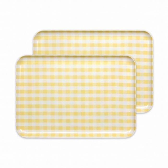 【イエロー2枚組】ST&nbsp;ランチョン&nbsp;トレー&nbsp;L&nbsp;39cm&nbsp;ミルキー&nbsp;チェック&nbsp;タツクラフト&nbsp;【Tk99】