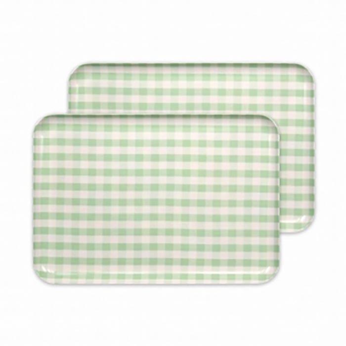 【グリーン2枚組】ST&nbsp;ランチョン&nbsp;トレー&nbsp;L&nbsp;39cm&nbsp;ミルキー&nbsp;チェック&nbsp;タツクラフト&nbsp;【Tk100】
