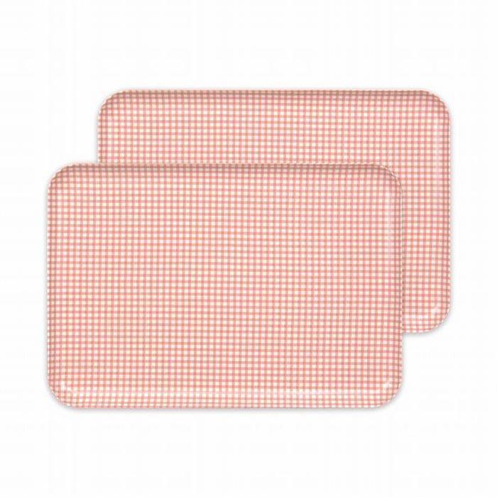 【ピンク2枚組】ST&nbsp;ランチョン&nbsp;トレー&nbsp;L&nbsp;39cm&nbsp;チェック&nbsp;タツクラフト&nbsp;【Tk109】