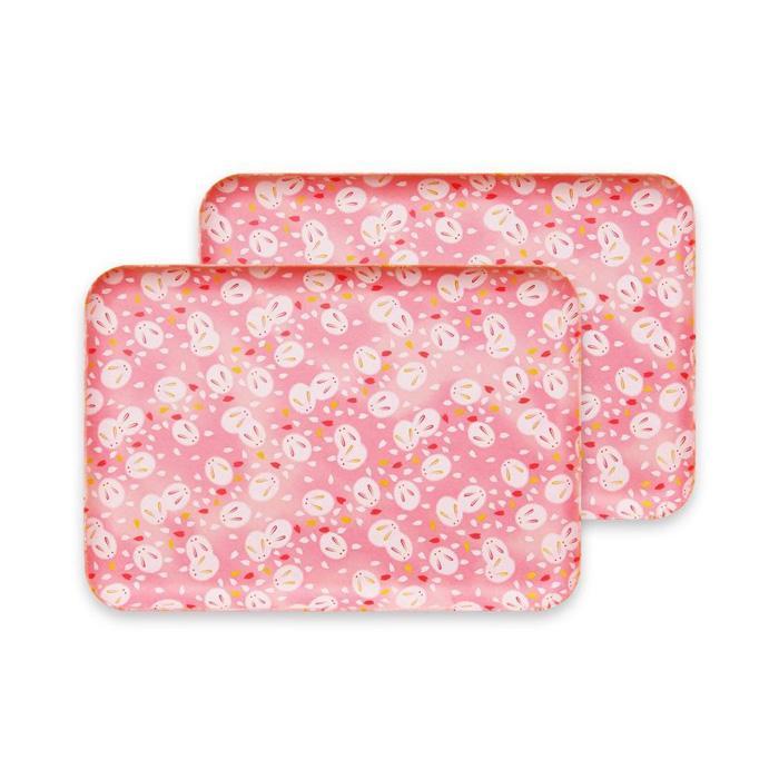 タツクラフト&nbsp;友禅和紙トレー&nbsp;M&nbsp;33cm&nbsp;2枚セット&nbsp;桜&nbsp;雪うさぎ&nbsp;【Tk303】