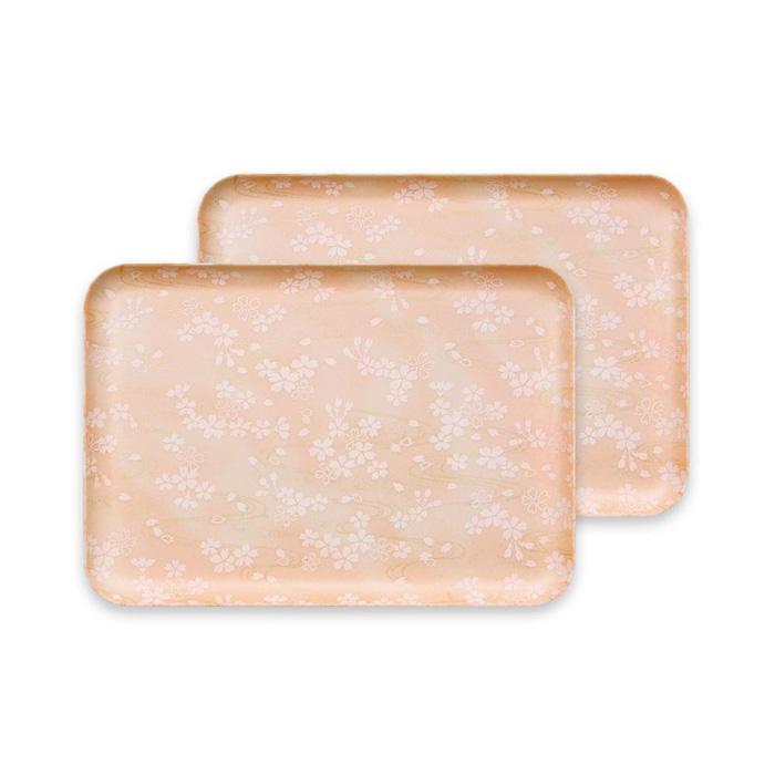 タツクラフト&nbsp;友禅和紙トレー&nbsp;M&nbsp;33cm&nbsp;2枚セット&nbsp;桜&nbsp;流水紋&nbsp;【Tk304】