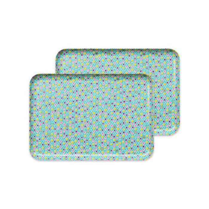 タツクラフト&nbsp;友禅和紙トレー&nbsp;M&nbsp;33cm&nbsp;2枚セット&nbsp;桜&nbsp;金平糖&nbsp;水色&nbsp;【Tk309】