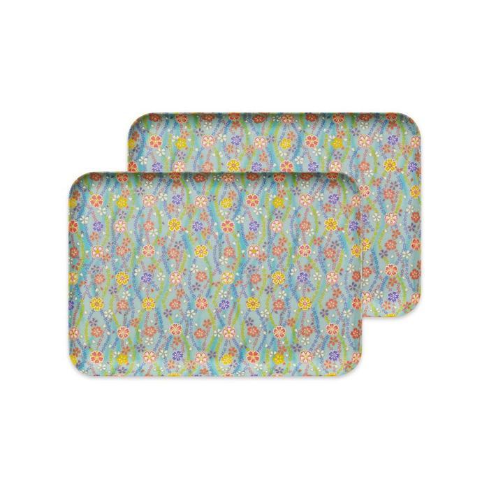 タツクラフト&nbsp;友禅和紙トレー&nbsp;M&nbsp;33cm&nbsp;2枚セット&nbsp;梅桜&nbsp;桜流れ&nbsp;【Tk313】