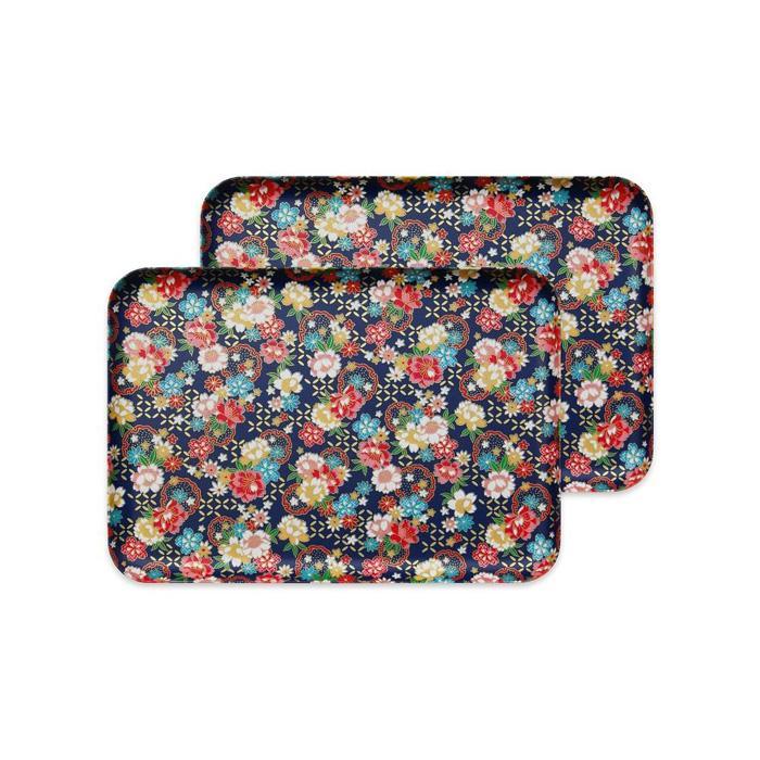 タツクラフト&nbsp;友禅和紙トレー&nbsp;M&nbsp;33cm&nbsp;2枚セット&nbsp;桜&nbsp;牡丹文&nbsp;【Tk315】