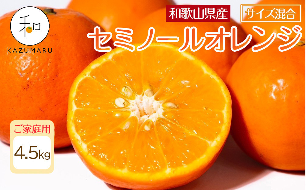 家庭用&nbsp;森本農園の手選別&nbsp;セミノールオレンジ&nbsp;4.5kg&nbsp;和歌山県産&nbsp;サイズ混合&nbsp;［北海道・沖縄・離島配送不可］［RN27］［2026年4月中旬から順次発送］