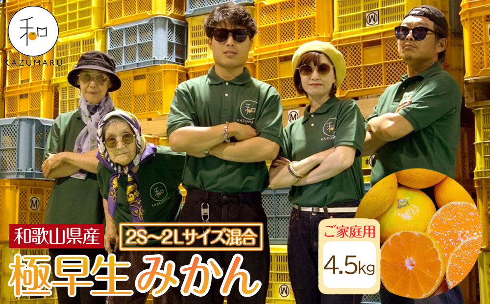 家庭用&nbsp;森本農園の手選別&nbsp;極早生みかん&nbsp;4.5kg&nbsp;和歌山県産&nbsp;2S~2Lサイズ混合&nbsp;［北海道・沖縄・離島配送不可］［RN2］［2026年10月上旬から順次発送］