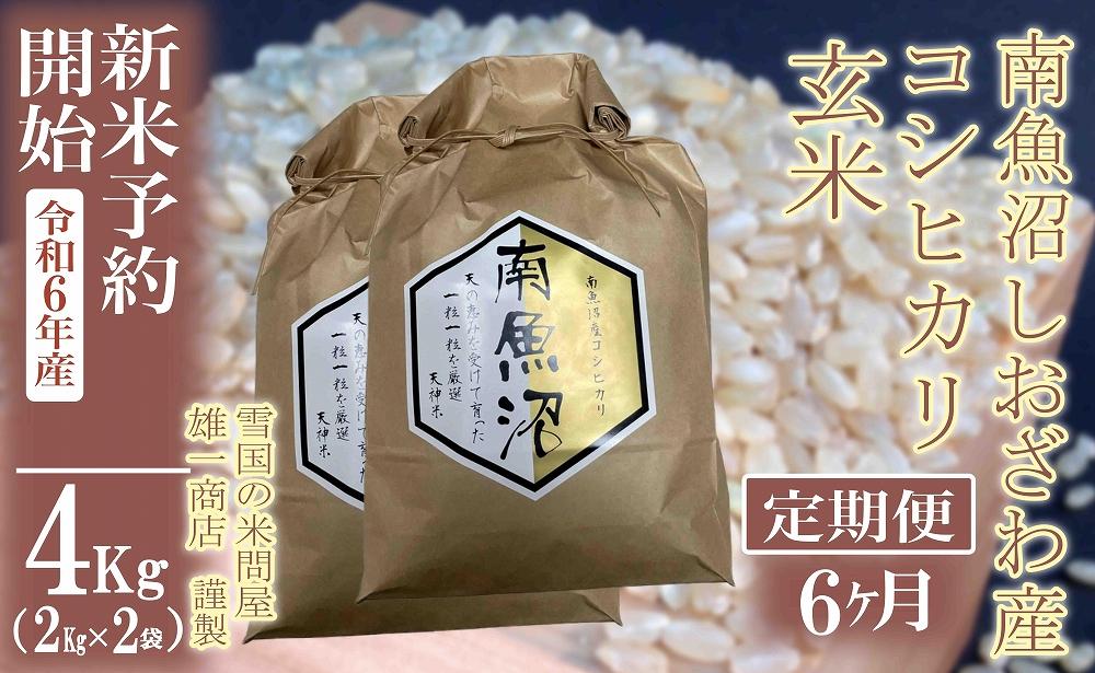 【新米予約・令和6年産】定期便6ヶ月：●玄米●4Kg 生産者限定 南魚沼しおざわ産コシヒカリ