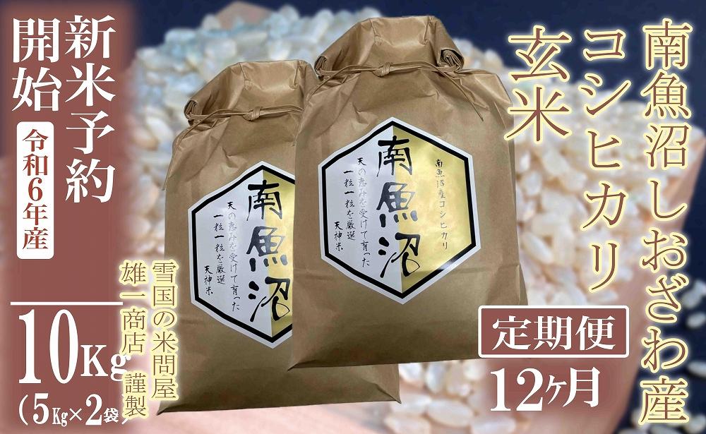 【新米予約・令和6年産】定期便12ヶ月：●玄米●10Kg 生産者限定 南魚沼しおざわ産コシヒカリ