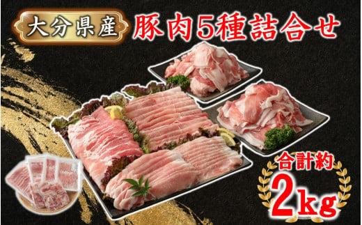 普段使いに便利なパック分け！大分県産豚肉5種詰合せ 合計約2kg_2445R