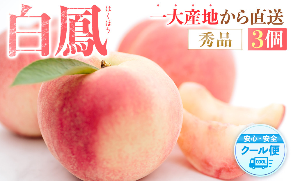 先行販売！［モモ］ 白鳳　桃の王様！食べきりやすい３個入り［2026年6月下旬頃より順次発送］［秀品］こだわり農家厳選 ［KG17］