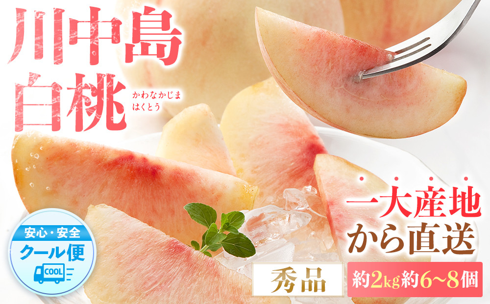 先行予約！［モモ］川中島白桃　約2kg 6～8個入［2026年7月末頃から順次発送］［秀品］こだわり農家厳選 ［KG13］