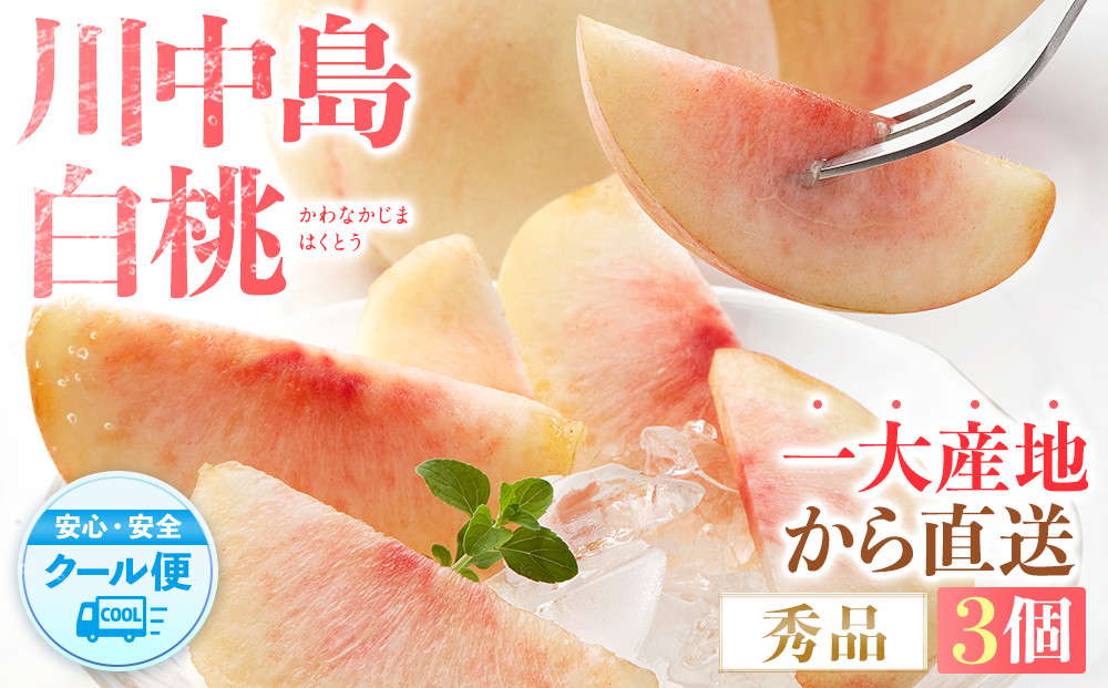 ［秀品］川中島白桃&nbsp;食べきりやすい3個入り［2026年7月末頃から順次発送］こだわり&nbsp;農家厳選&nbsp;先行予約&nbsp;モモ［KG16］