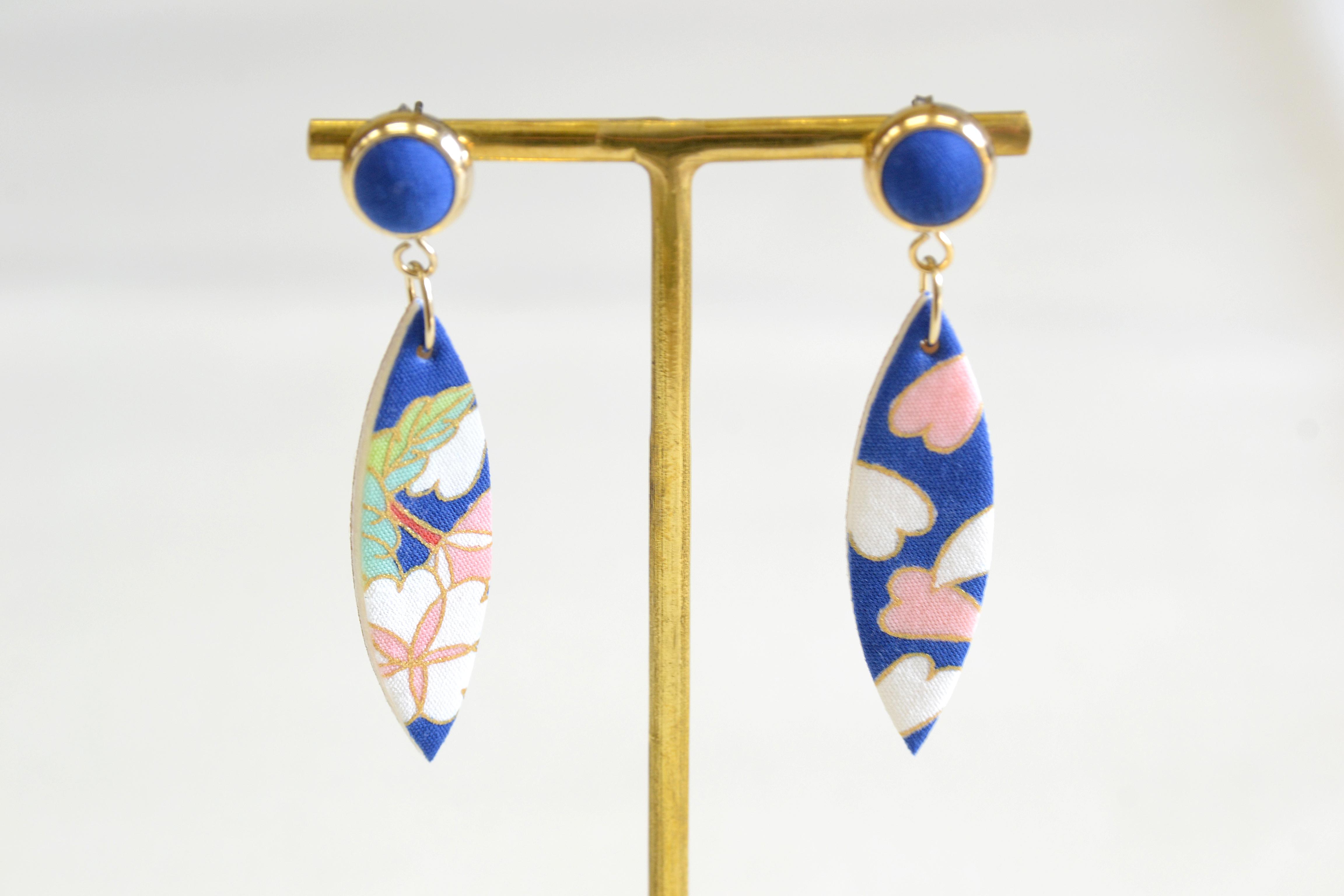 染工房正茂】手描友禅 ピアス・イヤリング（ファブリックアクセサリー