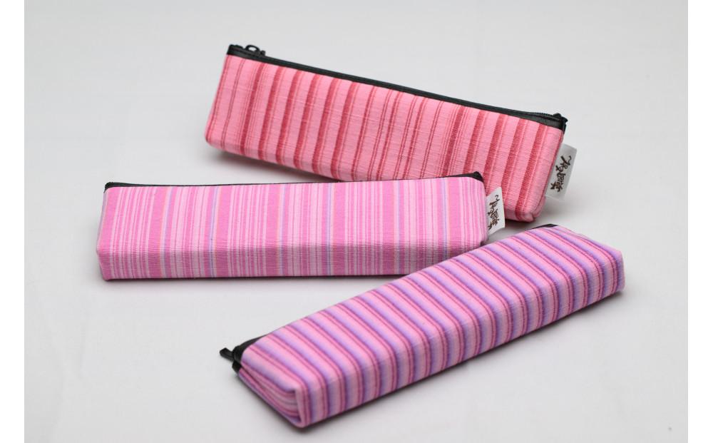 真岡木綿「ペンケース」（ピンク系） | 栃木県 伝統工芸品 織物 筆箱