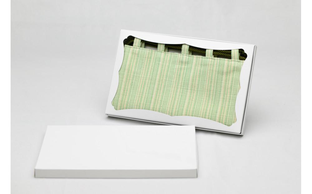 真岡木綿「巾着袋 大」（緑系）| 栃木県 伝統工芸品 織物 袋 手作り