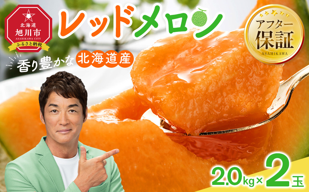 【26年発送先行予約】香り豊かな 北海道レッドメロン 2.0kg×2玉(2026年7月下旬から発送開始予定) 【 果物 くだもの フルーツ メロン 赤肉 赤肉メロン 旬 お取り寄せ 甘い 北海道産 旭川市 北海道 】_04541
