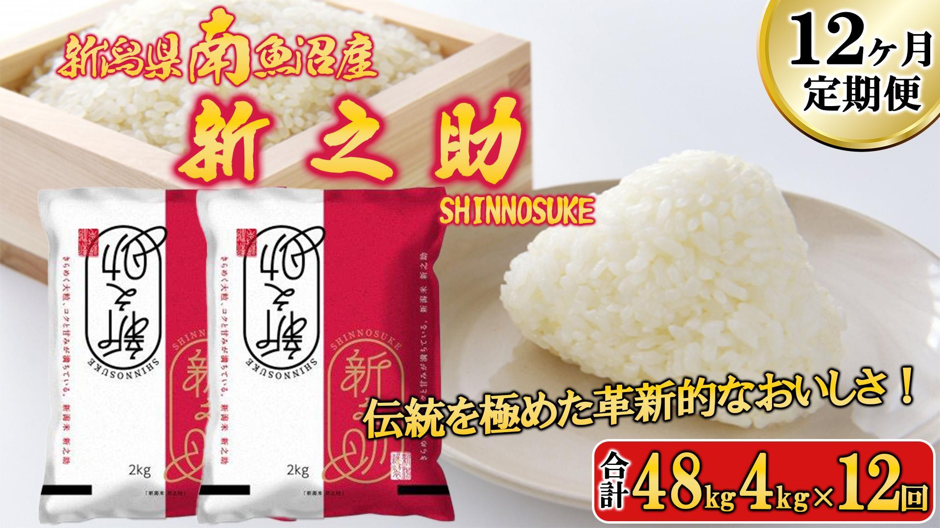 【令和6年産新米予約／令和6年11月上旬より順次発送】【G-12定期便】南魚沼産新之助4kg×12回