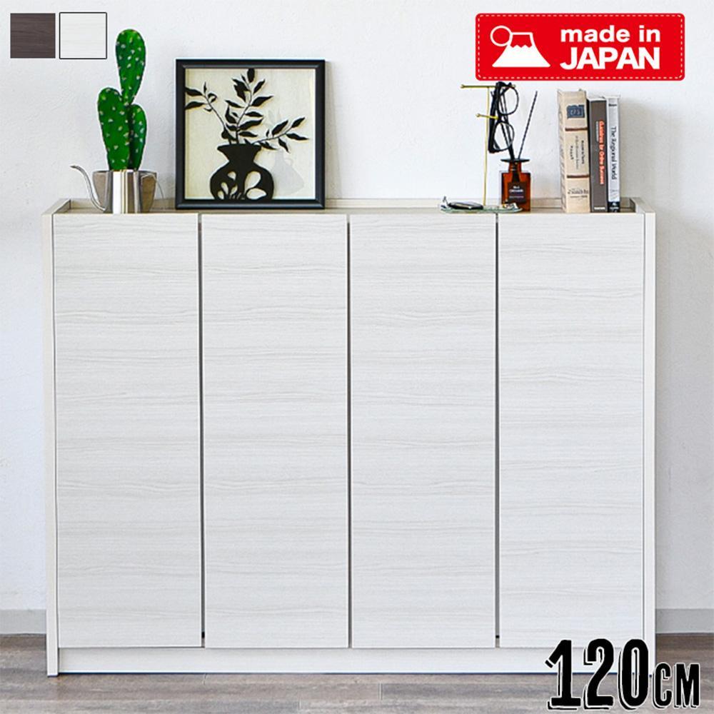 玄関収納&nbsp;多目的収納&nbsp;120&nbsp;ロータイプ&nbsp;ホワイト&nbsp;シューズボックス&nbsp;靴箱&nbsp;食器棚&nbsp;シンプル&nbsp;開き扉&nbsp;可動棚&nbsp;収納棚&nbsp;水洗い可能棚板&nbsp;耐水&nbsp;大川&nbsp;家具