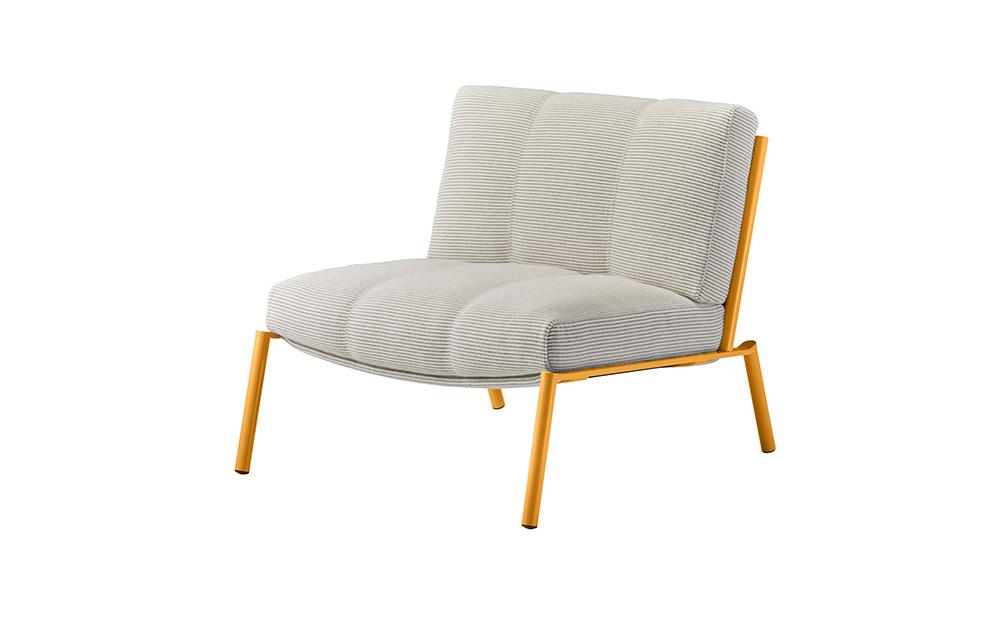 ラウンジチェア&nbsp;ISLE（フレームイエロー）LSE-IV_04375　【アイボリー】