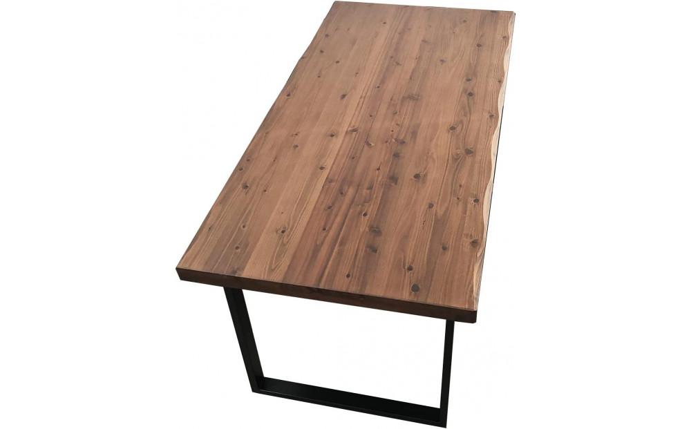 ダイニングテーブル&nbsp;150&nbsp;食卓テーブル&nbsp;国産&nbsp;大きめ&nbsp;無垢材&nbsp;輝望&nbsp;ブラウン(アイアン2脚)