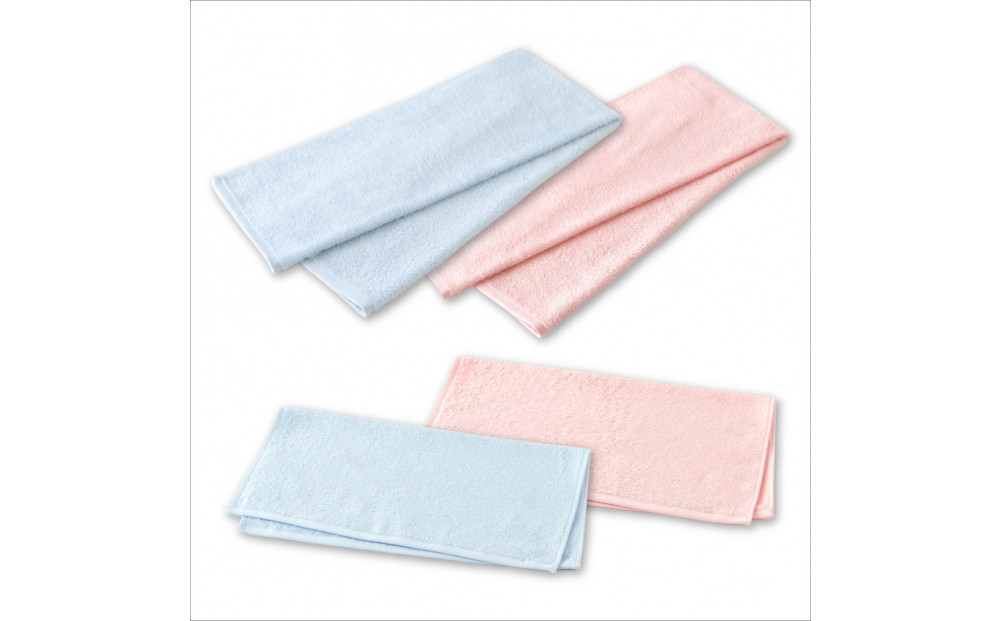 【1秒タオル】ホットマンカラー12&nbsp;ライトフェイスタオル2枚+ゲストタオル2枚　セット