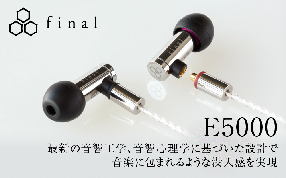 高音質有線イヤホン final E5000 MMCX シルバーコートケーブル付属