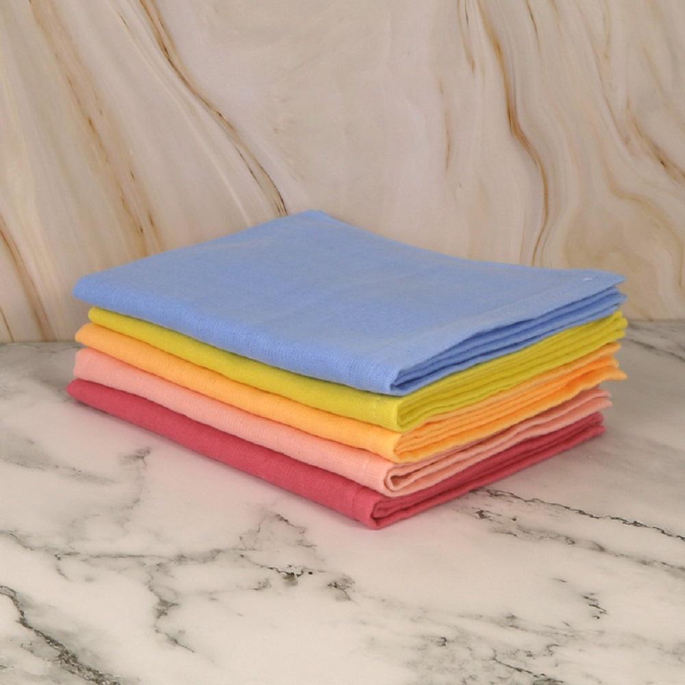 片面ガーゼ フェイスタオル 5枚セット（ポピー／コーラル／パンプキン／セレストブルー／サフラン）　入金確認後30日以内に順次出荷(土日祝除く）