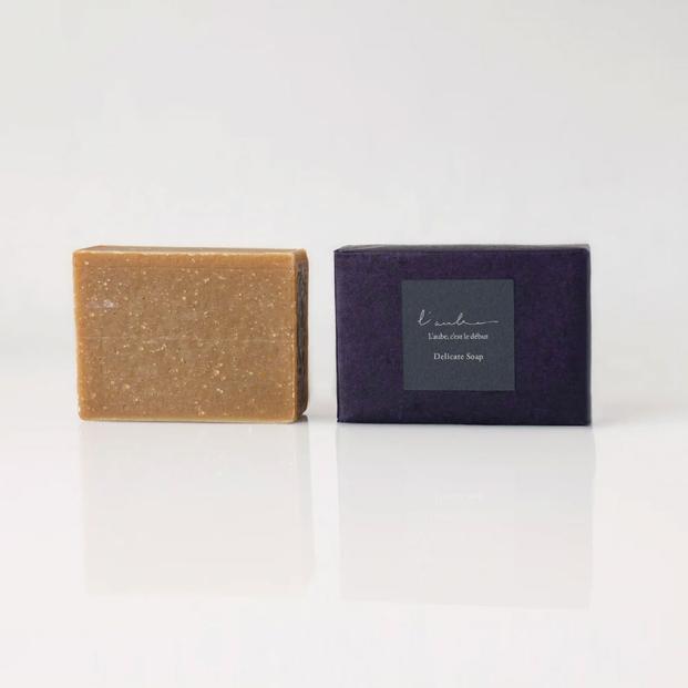L’aube Delicate Soap + Soap Net／デリケートソープ 1個(100g)+ソープネット バーム油不使用 手作業｜沖縄　那覇市　美容 ボディケア 固形石鹸 石鹸 スキンケア 洗浄 化粧品 コスメ 人気 ナチュラル