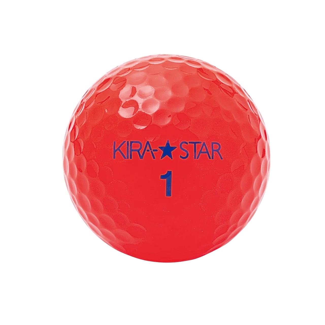 ゴルフ ボール カラーボール KIRA STAR 12球入 1ダース【カラー：レッド】キャスコ KASCO 高弾道 ユニセックス 初心者 かわいい 2ピース 1コア 1カバー 見える ソフト ヘッドスピード さぬき市