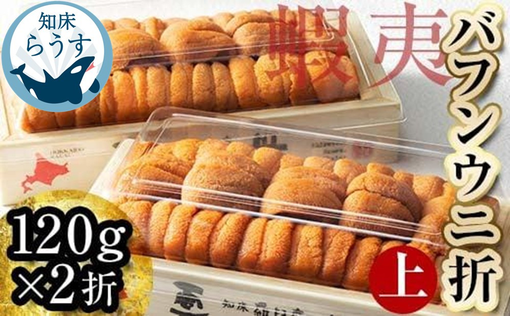 ＜先行受付＞＜27年1月～6月内発送＞エゾバフンウニ　折うに(上)120×2枚