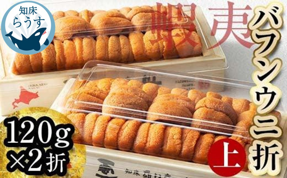 ＜先行受付＞＜27年1月～6月内発送＞エゾバフンウニ（上）折うに&nbsp;120g×2枚
