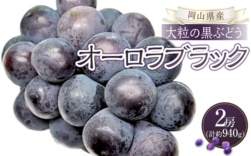 ぶどう&nbsp;2026年&nbsp;岡山県産&nbsp;オーロラブラック&nbsp;2房&nbsp;計約940g