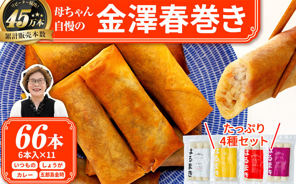 ＼TVで紹介されました／リピーター続出!!金澤春巻き&nbsp;4種詰め合わせ&nbsp;11袋&nbsp;&nbsp;パリパリの皮が自慢の母ちゃん春巻き。冷めてもうまい&nbsp;お弁当に&nbsp;ビールのおつまみにも。＜最短2営業日以内発送・着日指定&nbsp;可能＞【年末配送&nbsp;おせち&nbsp;春巻き&nbsp;はるまき&nbsp;中華&nbsp;ギフト&nbsp;惣菜&nbsp;冷凍&nbsp;弁当&nbsp;つまみ&nbsp;人気&nbsp;最速発送】