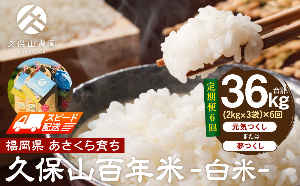 【特別栽培米】久保山百年米-白米(2kg×3袋)計6kg【定期6回】【精米&nbsp;お米&nbsp;米&nbsp;ご飯&nbsp;ごはん&nbsp;ブランド&nbsp;減農薬&nbsp;減化学肥料&nbsp;元気つくし&nbsp;夢つくし&nbsp;小分け&nbsp;包装&nbsp;ギフト&nbsp;贈答用&nbsp;プレゼント&nbsp;食品&nbsp;ふるさと納税&nbsp;炊飯&nbsp;炊飯器&nbsp;福岡&nbsp;福岡県産&nbsp;筑前&nbsp;筑前町&nbsp;】