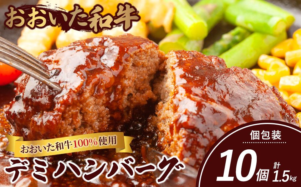 ＜おおいた和牛100％使用＞デミハンバーグ 個包装 10個 計約1.5kg