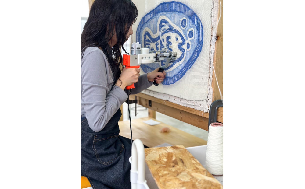 【タフティング体験】タフティングでつくる世界に1つのオリジナルラグマット　大サイズ　縦70cm×横90cm